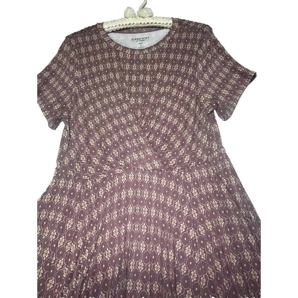Torrid Mauve Pink Aztec print Waist Overlap Midi Dress Short Sleeve Size L - Picture 5 of 11